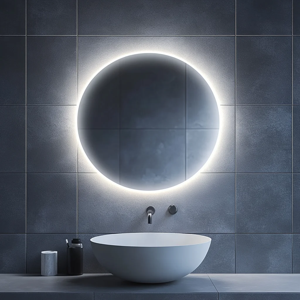 Hotel Bathroom Vanity Wall Half Round Mirror Customized Led Backlit Defogger Smart Half Moon Bath Mirrors