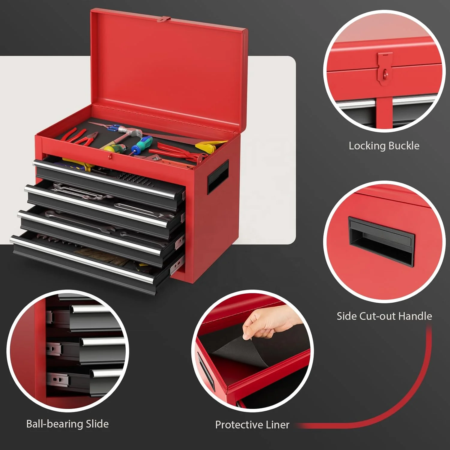 PULAGE Customizable Rolling Tool Cabinet, 5-Drawer Mobile 2 in 1 Tool Box with Lock and Wheels, Ideal for Mechanics and DIYers