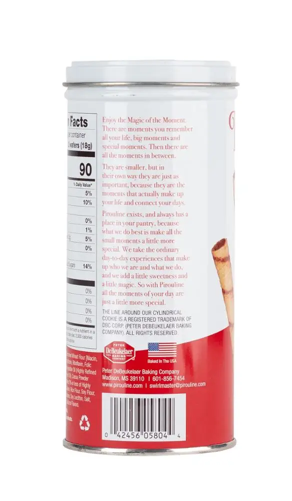 
Pirouline Rolled wafer - Chocolate Hazelnut cream filled 3.25oz tin 