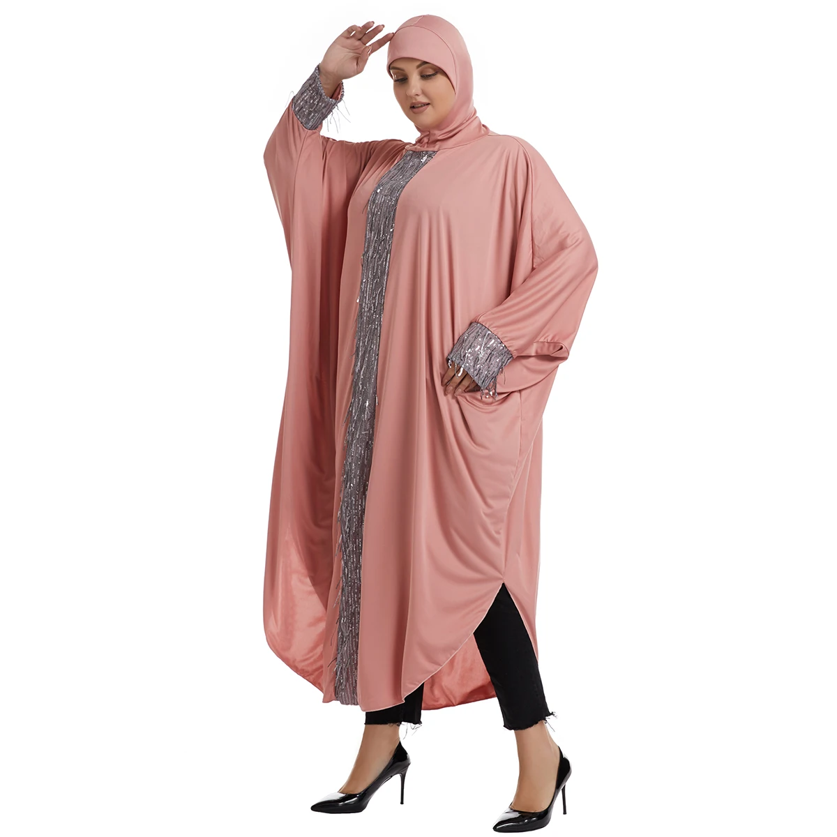 clothes muslim  two-piece suit conservative  dress brown printed kimono in dubai abaya traditional muslim clothing