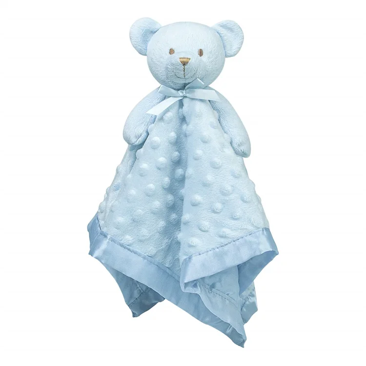 Ins Hot Sale Soft 100% Organic Cotton Bunny Bear Animal Knitted Security Blanket Baby Comfort Toy Blankets For Newborn