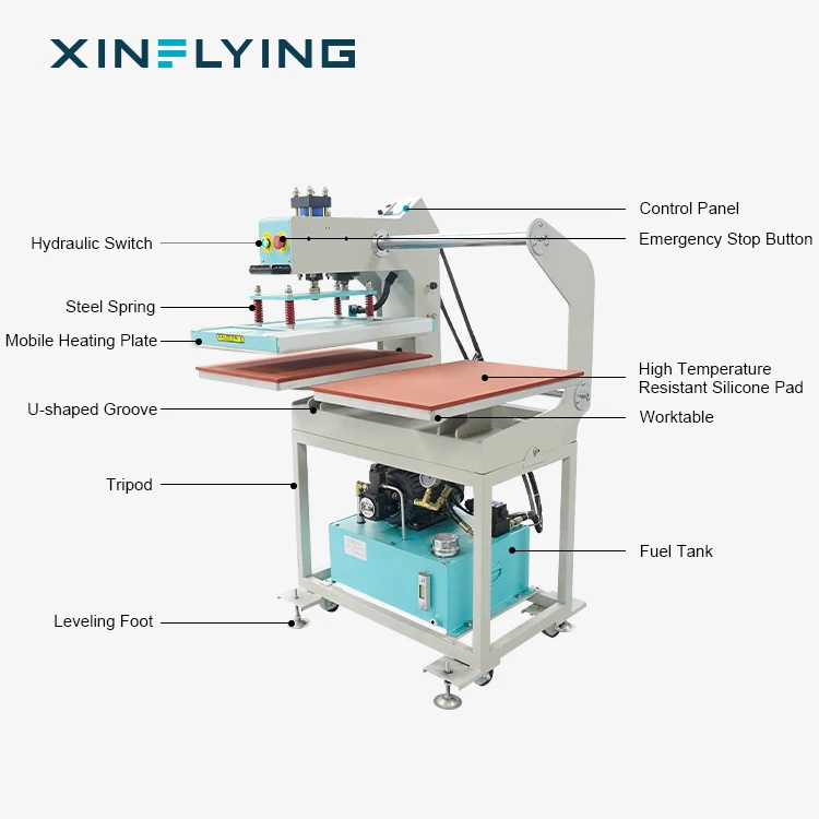 XinFlying Household T-shirt Pattern Printing Machine Hydraulic Press Printer with Dual Station 40*60cm 220/380V