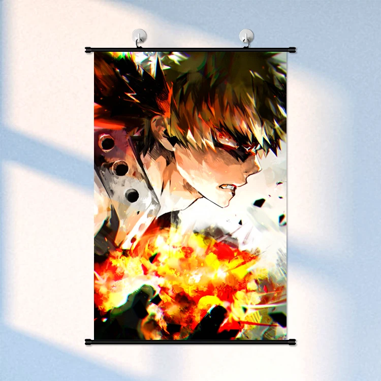 Decorative My Hero Academia Cartoon Anime Fabric Poster Hanger Scroll