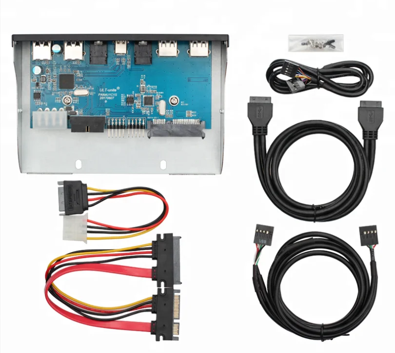 Factory Hot Sale 5.25 inch Multiport Hub 2-Port USB3.0 and USB2.0 1-Port USB Type C and HD Audio Port Front Panel