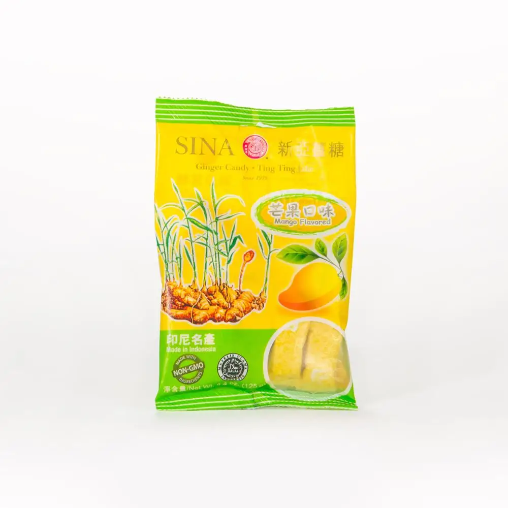 SINA 125g Ginger Chews Mango Flavor Ginger Candy Fruity Soft Candy Dispelling Cold and Warming Stomach