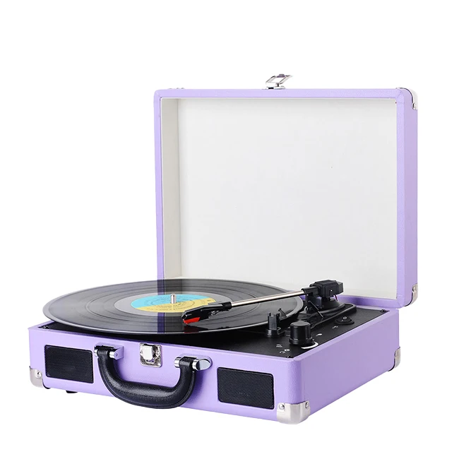 Nisoul Multiple Wireless USB Modern Retro Gramophone Portable Briefcase Vinyl Player Easy Carry Handle Turntable Player