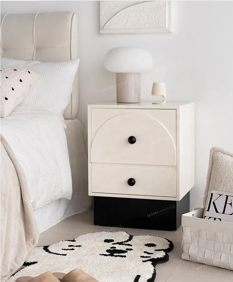 Nordic black with white minimalist style nightstand home decoration storage cabinet bedroom drawer nightstand