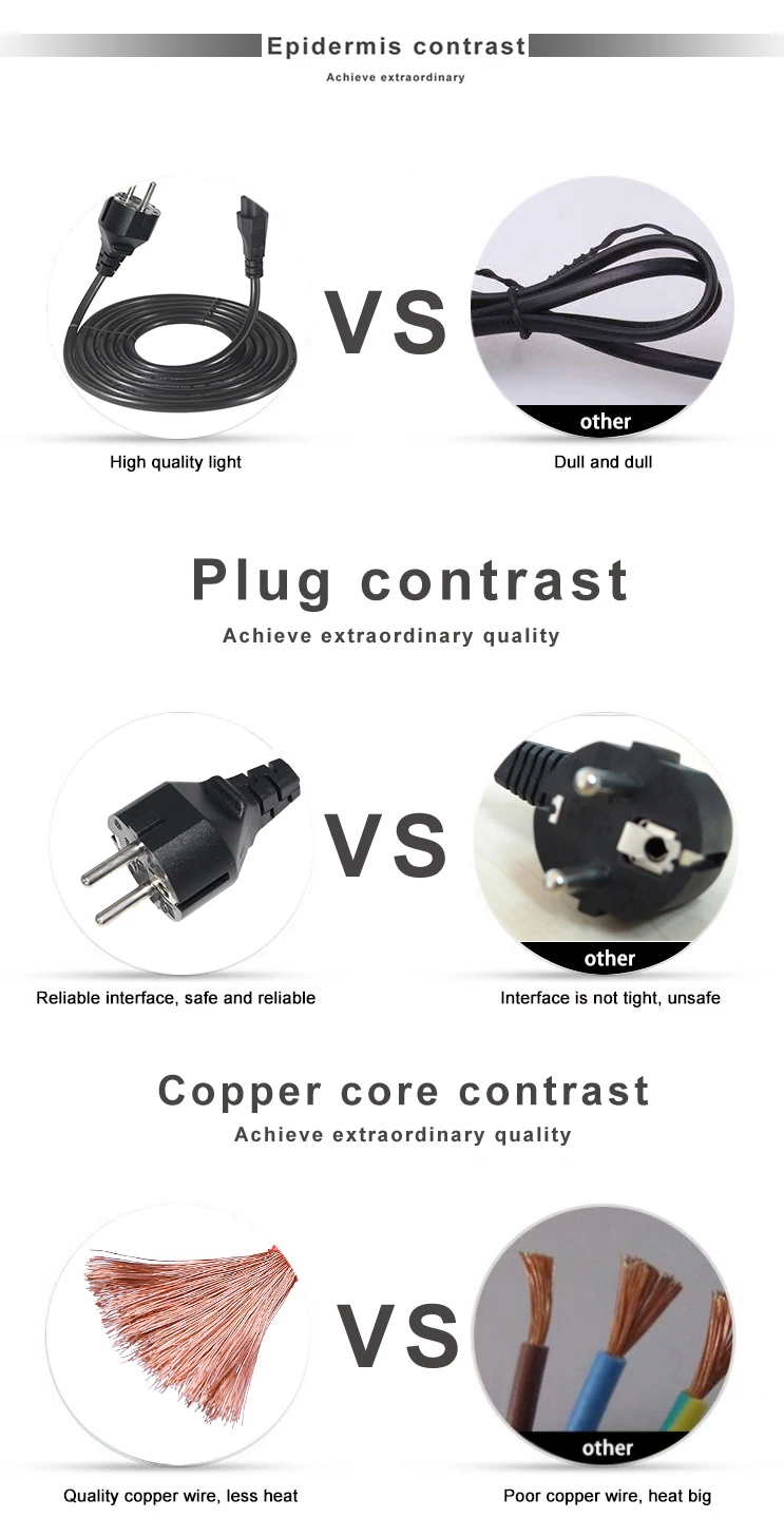 Black IEC C5 Female To Schuko Plug CEE 77 Supply Power Cord Computer Copper Wire Euro Ac Cable