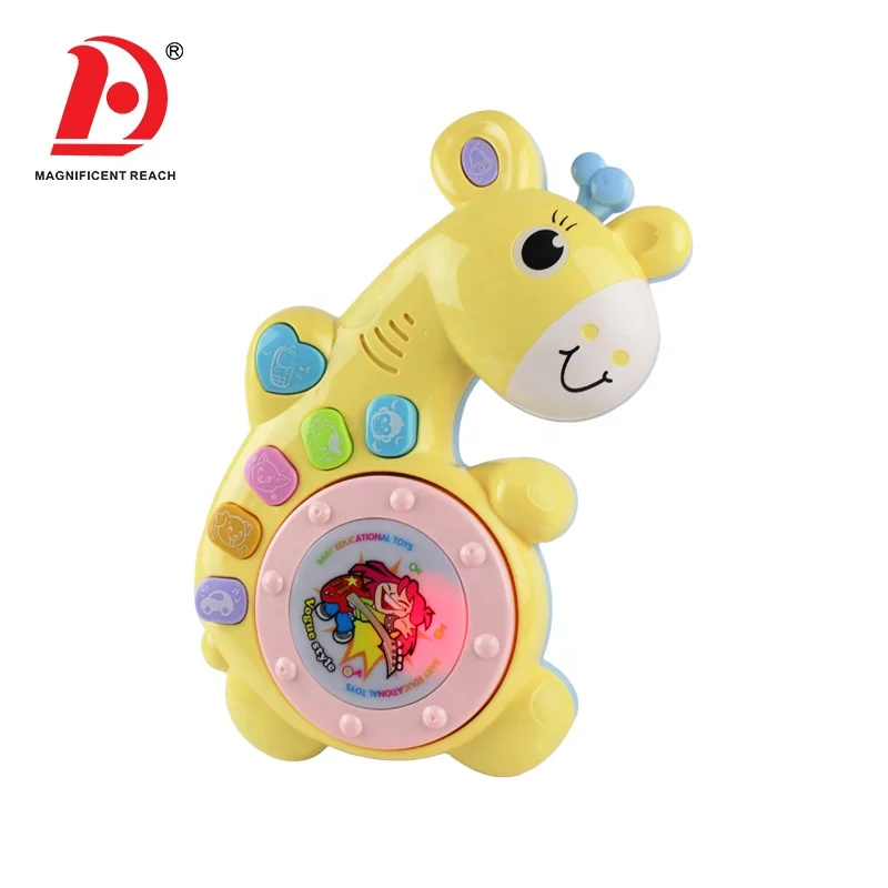 HUADA 2019 Lovely Cartoon Animal Styling Plastic Baby Drum Musical Toy with Music & Light