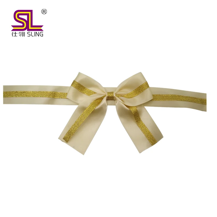 Best Selling Pre Made Satin Eco Friendly  Wrapping Self Adhesive Ribbon Bow Elastic Loop Bow for Gift packing