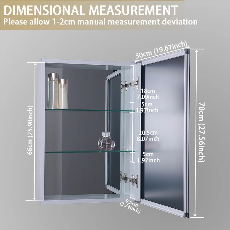 
Modern Toilet Furniture Living Room Dining Room Wall Mounted Stainless Steel Bathroom Mirrored Cabinet 