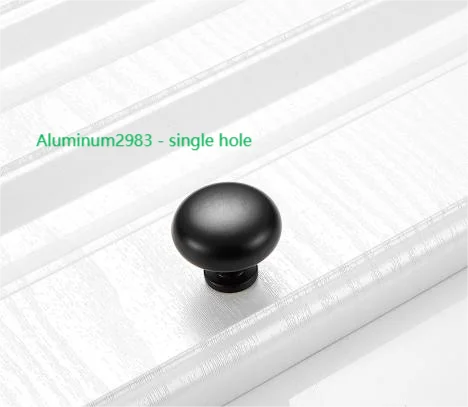 2023 Popular Single Hole Aluminum Alloy Handle European Simple Pull Cabinet Wardrobe Drawer Black Handle Knobs