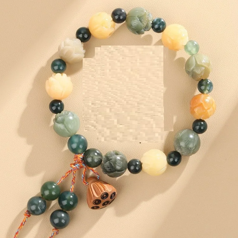 Tibetan Buddha Bodhi Lotus Beaded Bracelet Wooden Resin Beads Prayer Bracelets Men Women Yoga Anti Anxiety Charm Amulet Jewelry