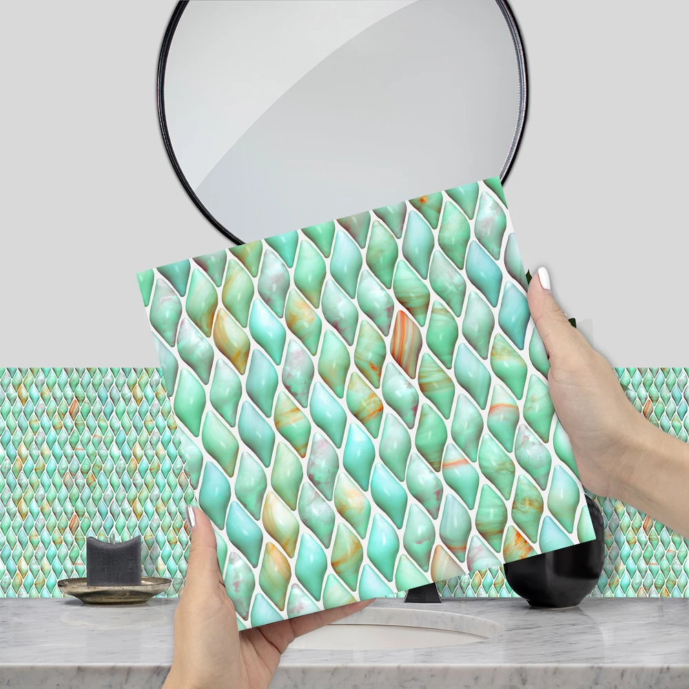 Self-adhesive 3d Bedroom Bathroom Removable Wall Kids Mosaic Glass Kitchen Diy Floor Tile Stickers