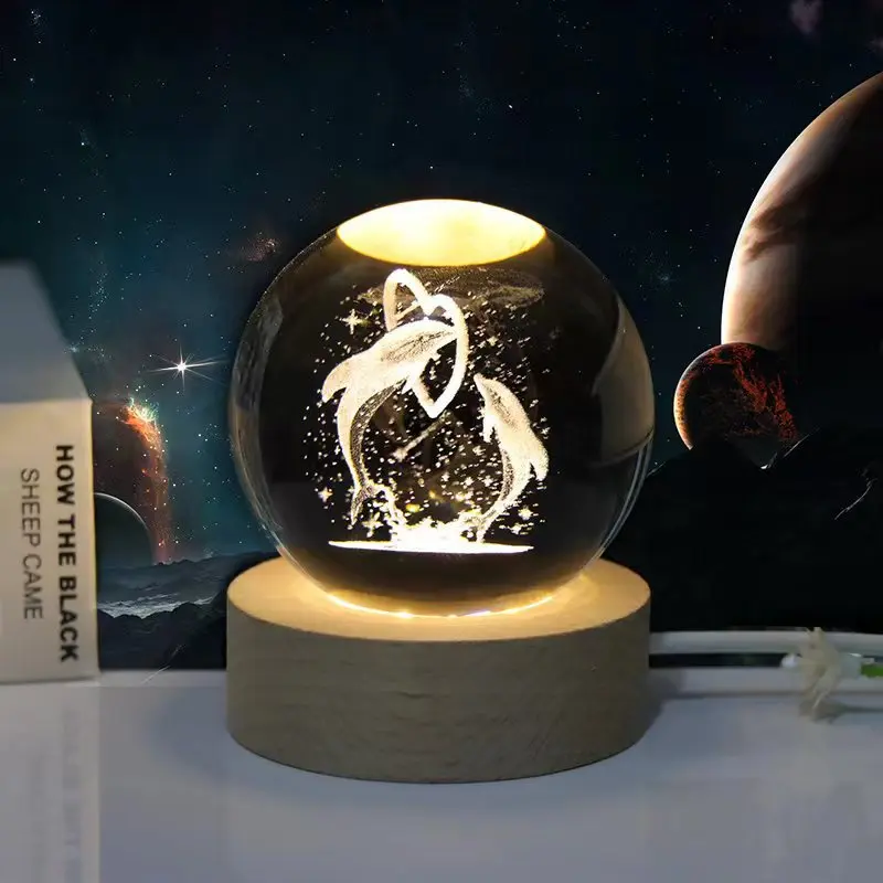 Birthday Gifts 3d Night Light Modern Home Nordic Glass Ball Brass Living Room Bedroom Study Decorative Table Lamp