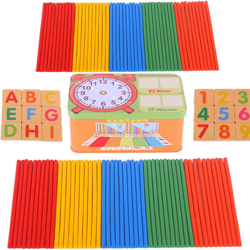 Colorful wooden magnetic learning stick for educational math toys