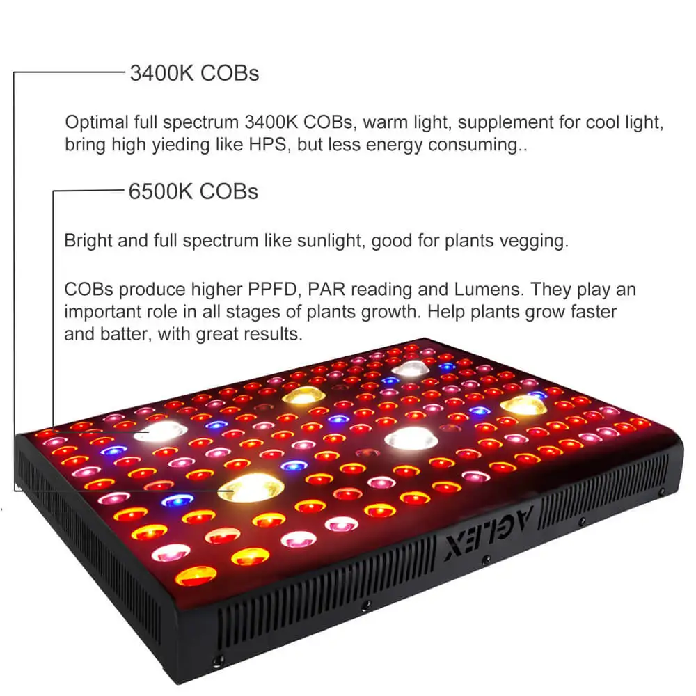 AGLEX COB LED Pant Grow Light VEG BLOOM 3400K 6500K Commercial 3000W LED Grow Lights Full Spectrum Double Switches