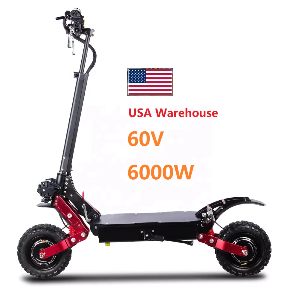 USA Stock 80km/h 60V 6000W 11inch Fat Tire  Off Road Strong Power Electric Scooter