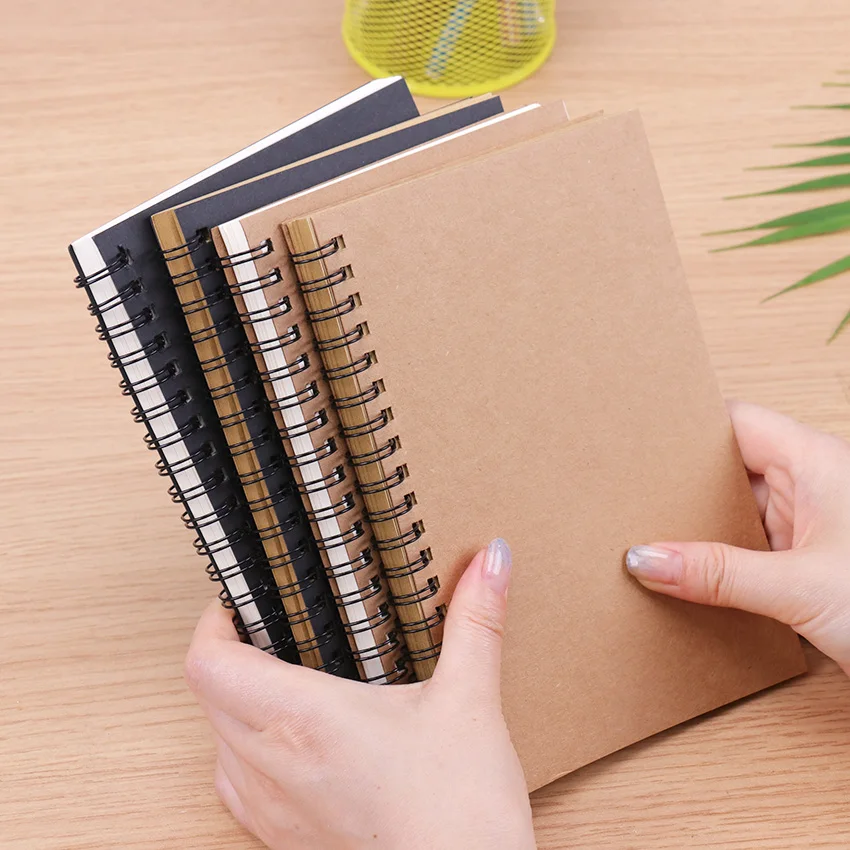 Retro Spiral Coil Sketchbook Kraft Paper Notebook Sketch Painting Diary Journal Student Blank Book Memo Notebook