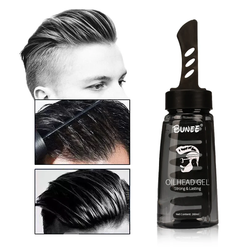 Private Label Hair Styling Gel For Men Fast Lasting With Comb Powerful Hair Oil Head Hair Wax