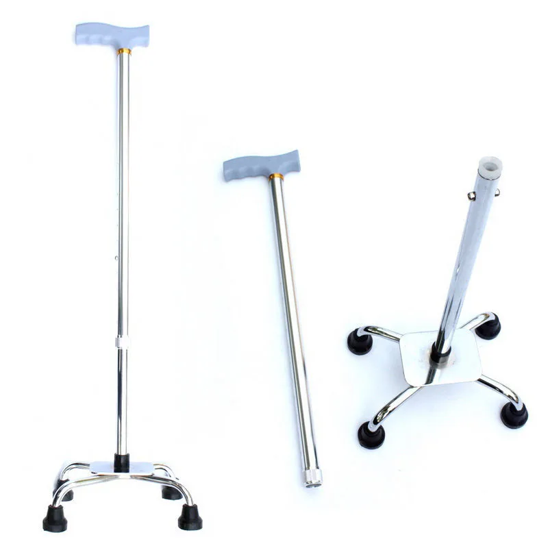 PortableLightweight Foldable aluminum telescopic Collapsible crutch Hand quad folding cane elderly walking sticks for old people