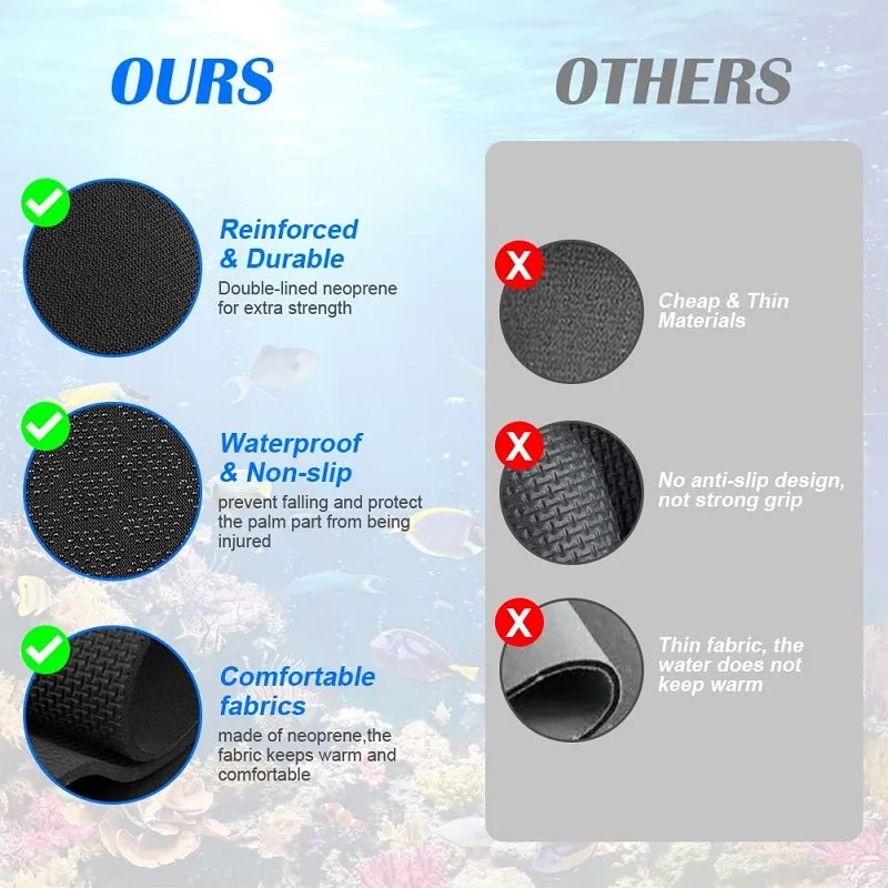 Custom logo multi colors 3mm five finger warm anti slip women ladies neoprene scuba surfing wetsuit diving glove