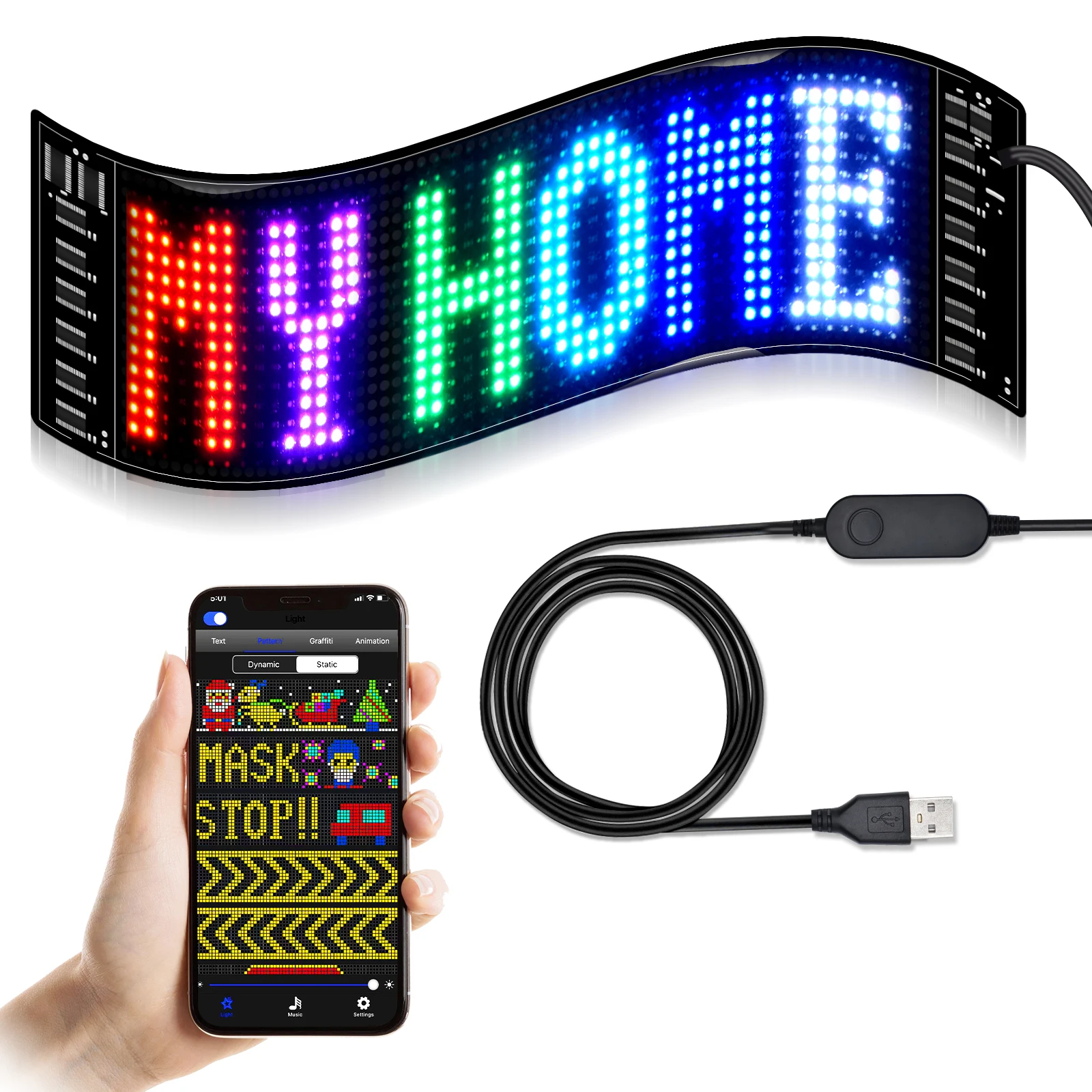 Waterproof Soft LED Screen Smart Phone APP Control LED Light Sign Custom Funny Image LED Matrix Panel For Car