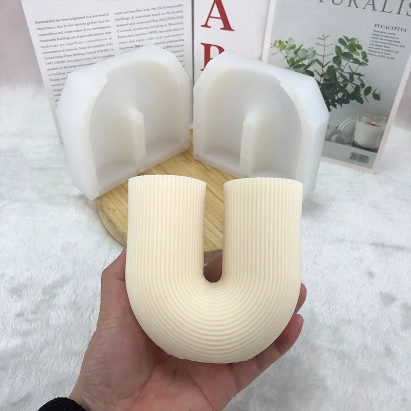 U Shape Resin Molds for Aromatherapy Candles DIY Casting Epoxy Mold for Soap,Candle, Chocolate, Plaster or Art Festive Crafts