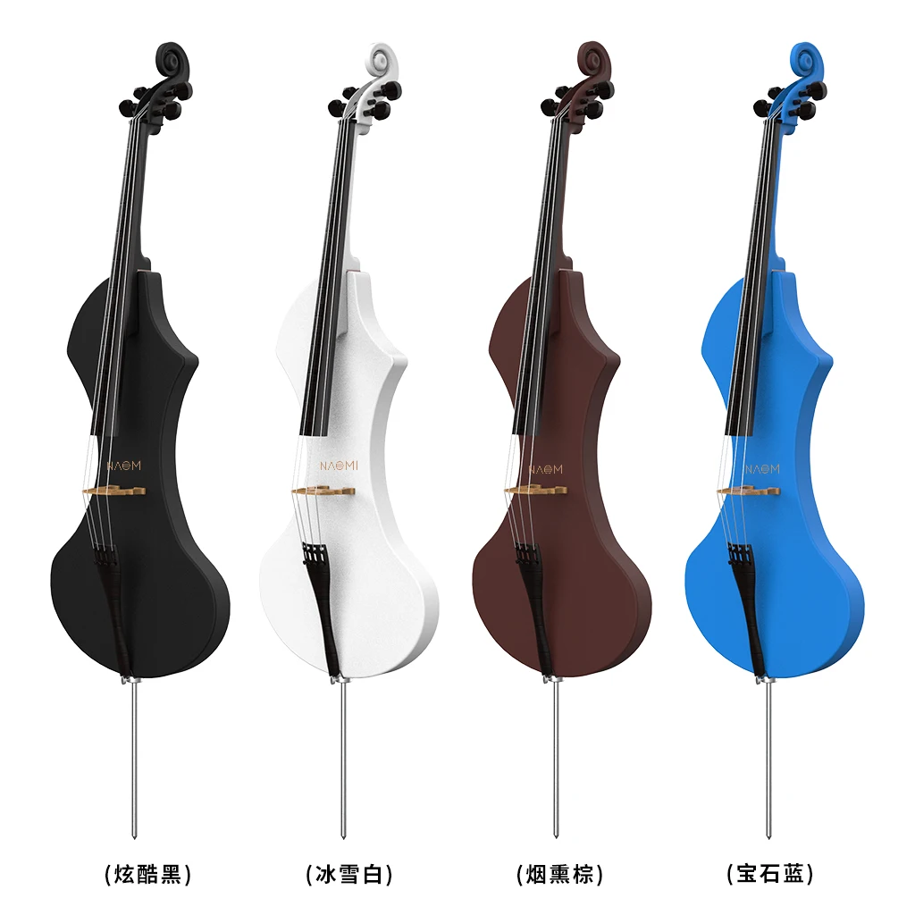 NAOMI Professional Handmade Solid Wood Electric Cello 4/4 Full Size Silent Electric Cello With Bow DIY Your Logo OEM