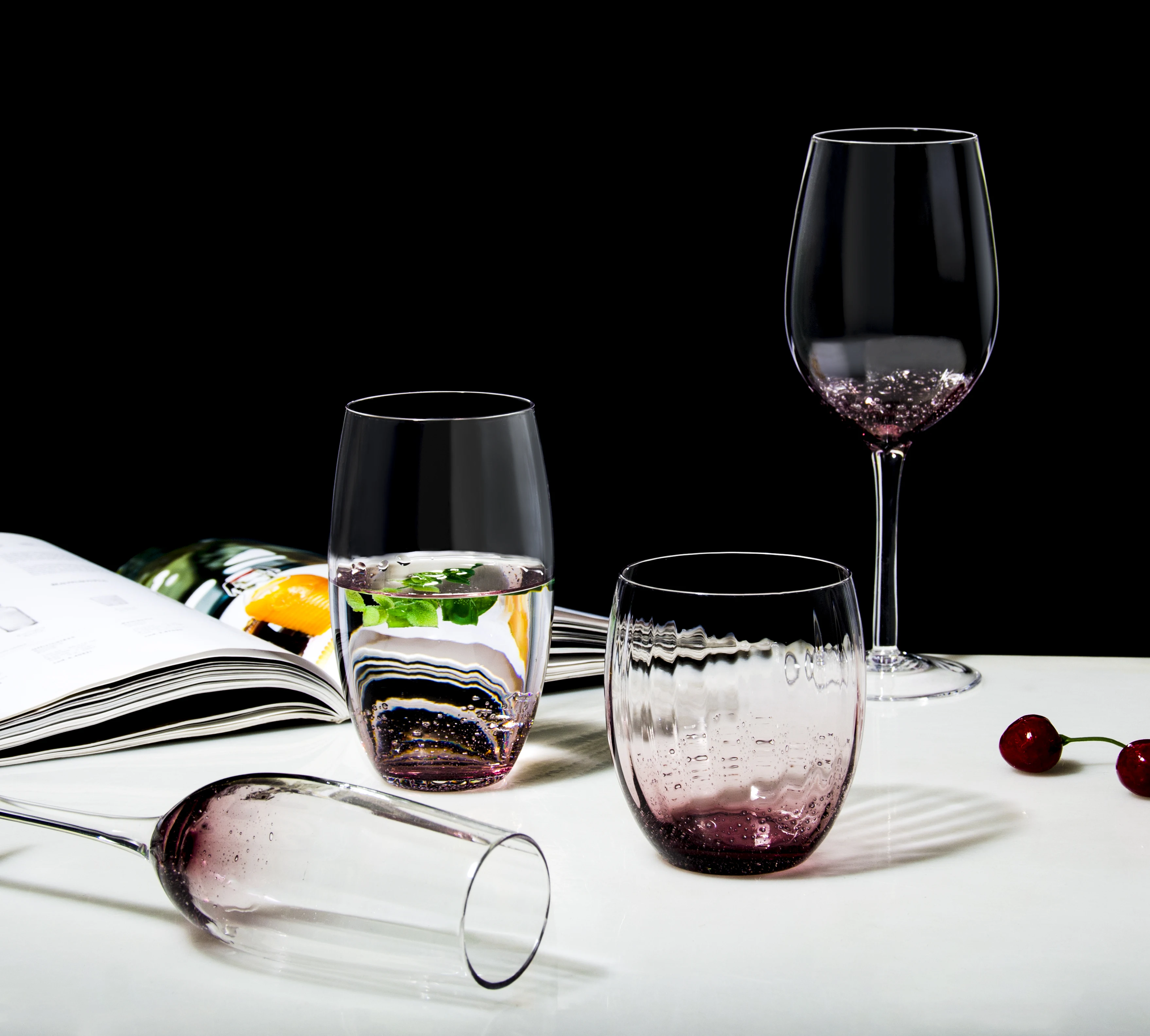 Samlife Wholesale Wedding Colored Crystal Bubble Glass Wine Goblets