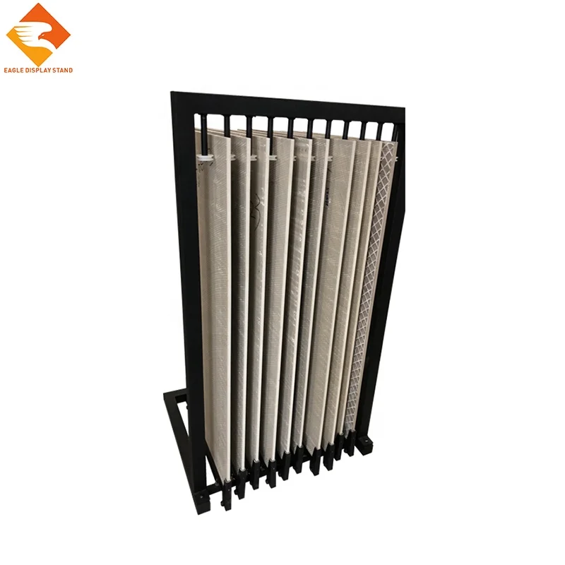 High quality metal material slide style ceramic tile quartz stone display rack stand