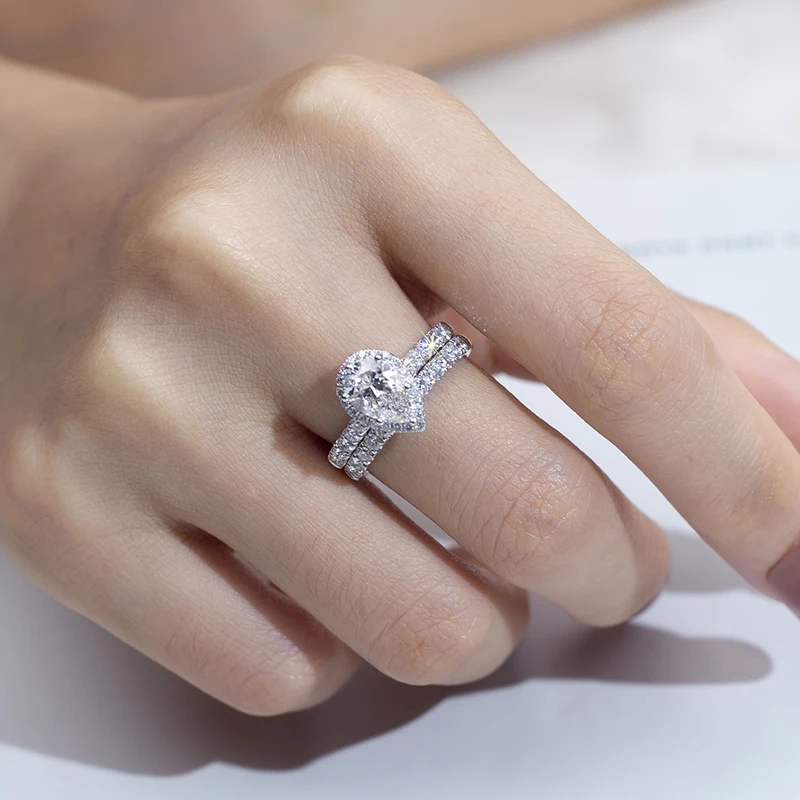 Messi Jewelry MSR-1284 customized jewelry platinum  ring moissanite diamond engagement wedding ring for women/girl