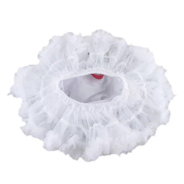 Boutique Baby Girls White Tutu Skirt Fluffy Chiffon Pettiskirts With Baby Diaper Cover Bloomers
