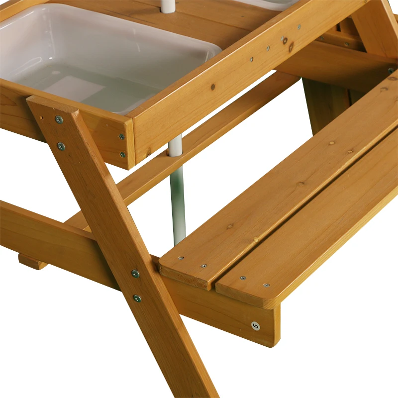 Customized Wholesale Detachable Solid Wooden Picnic Table Bench with Umbrella Hole