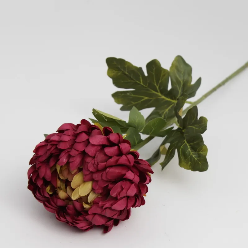 Wholesale single brown head artificial Wedding Decorative flowers chrysanthemum artificial daisy silk flower bouquet