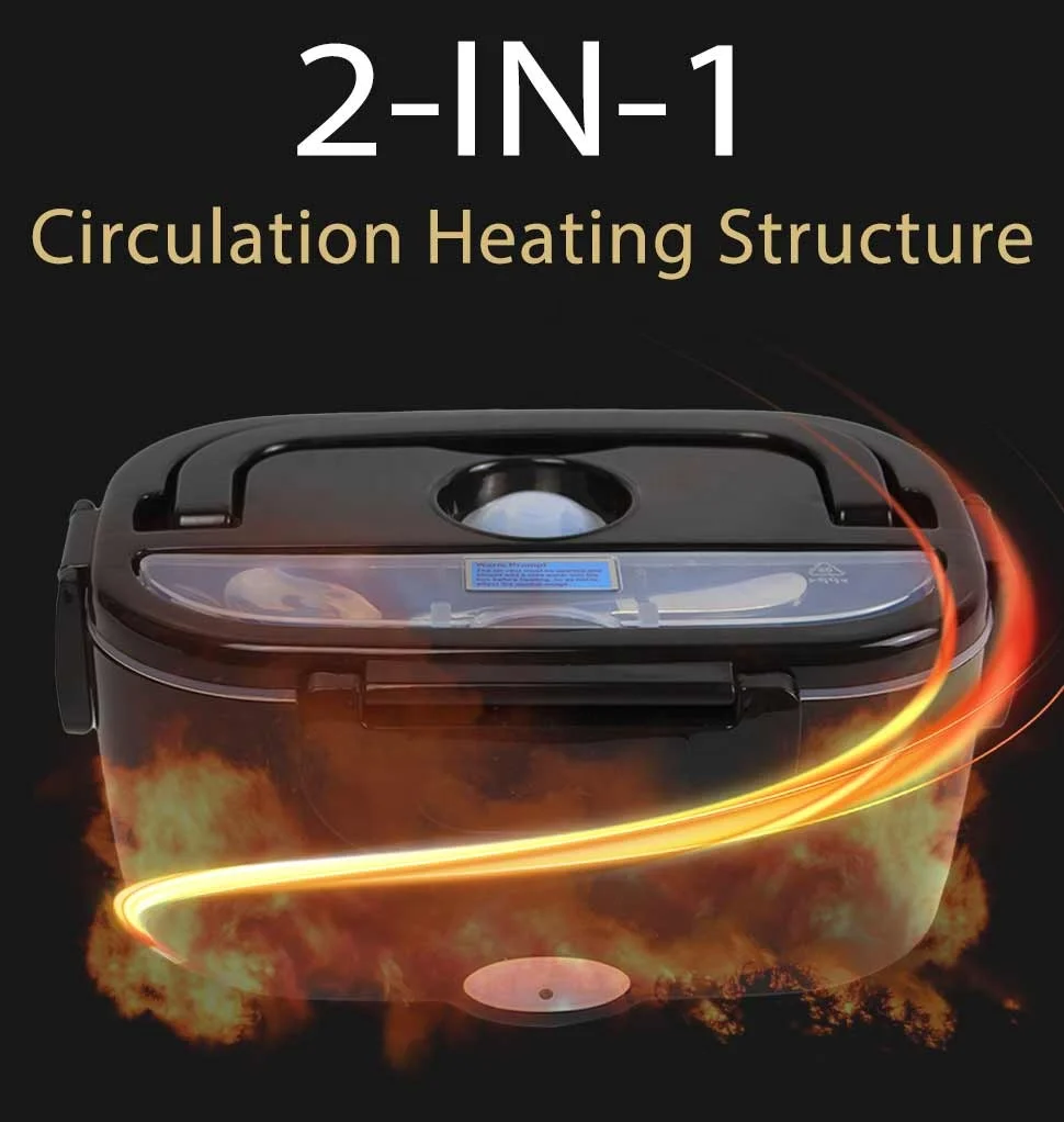 60W Fast heat Electric heating box Food Heater Warmer 3 in 1 Portable Heated electric Lunch Box with sealing ring