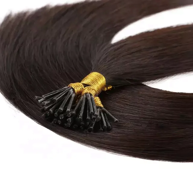 Наращивание волос 100% Человеческие волосы remy девственные прямые i-tip двойная вытяжка 16 дюймов темные 1b для наращивания