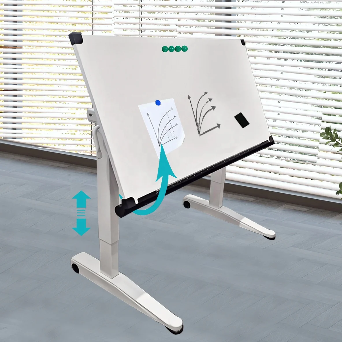 Lifting Office Table Mobile Height Adjustable Table Pneumatic Standing Desk Frame with Wheels