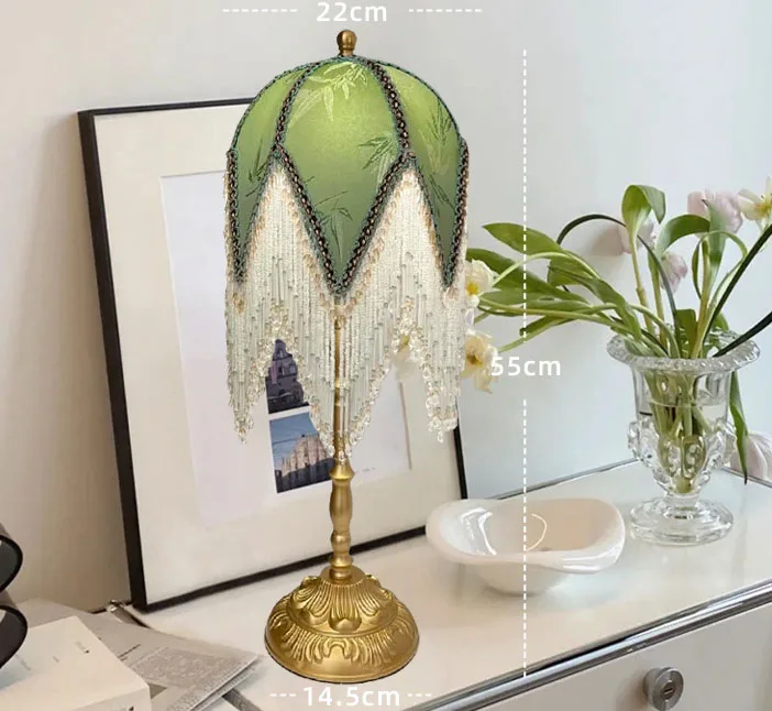 Lumind European luxury vintage Crystal tassel table lamp indoor living room bedside decor lighting lamp lampada da tavolo