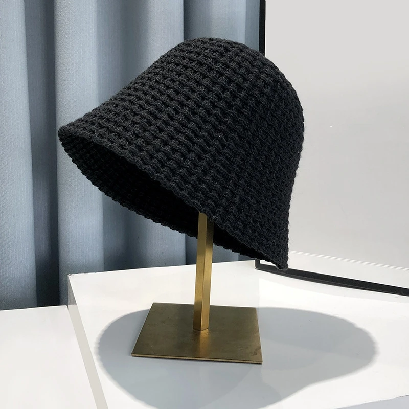 Wholesale Female Winter Hat Soft Crochet Bucket Hats Fashion Knitted Crochet Bucket Hats for Women