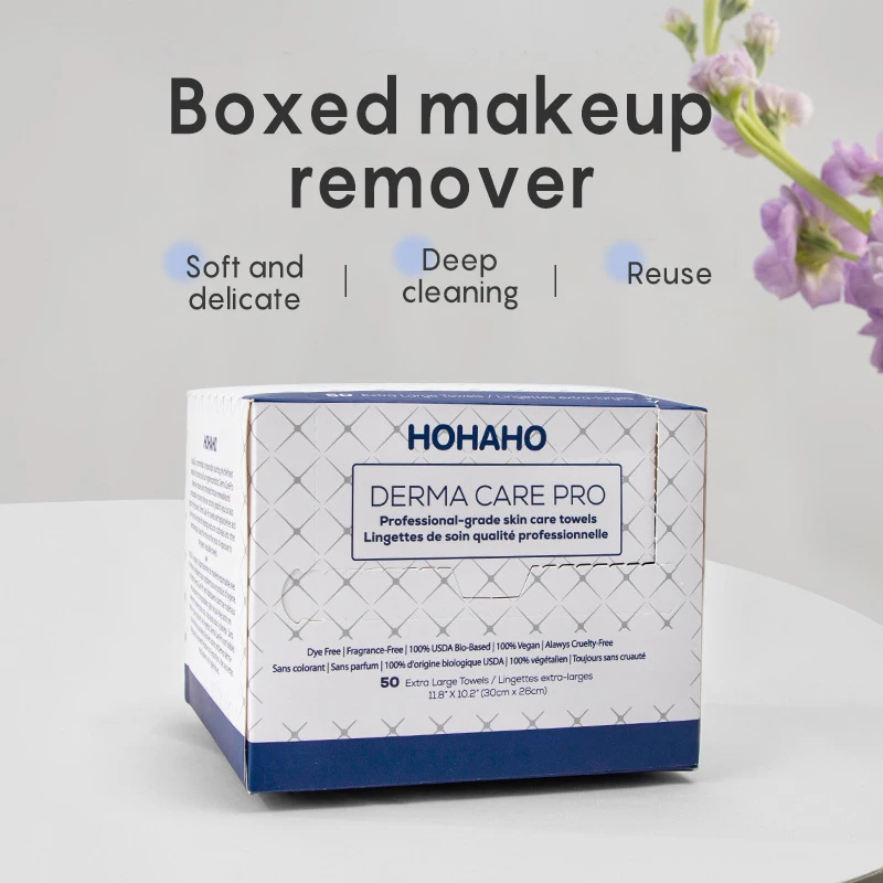 Biodegradable Disposable Face Washcloths Boxed Clean Skin Custom Cleansing Wipes Pure Cotton Makeup Remover Towels