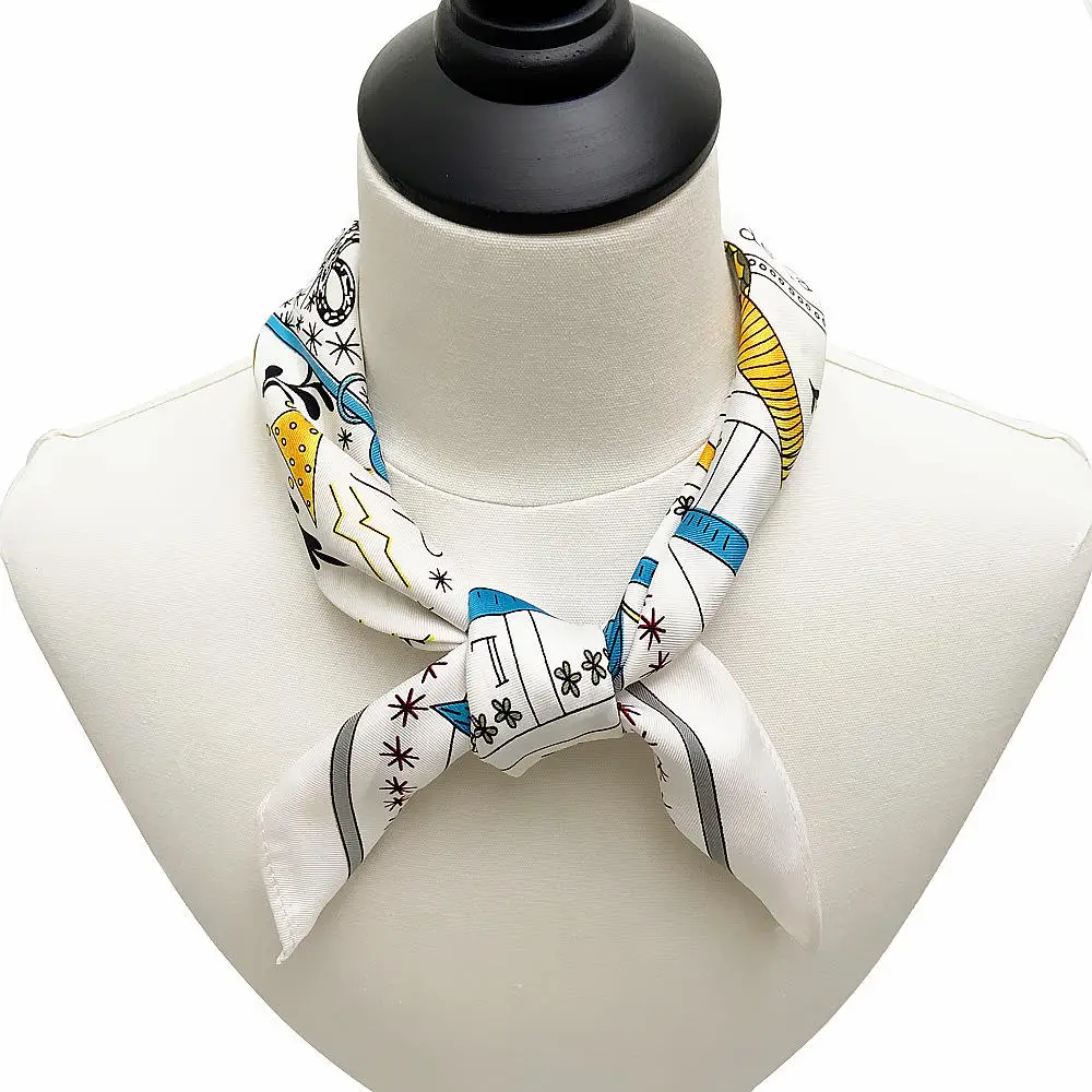 Edge Laying Head Scarves Square Ties Bag Tie Ribbon Custom Printed Silk Hijab Wig Print Hair Scarfs Satin Striped Scarf