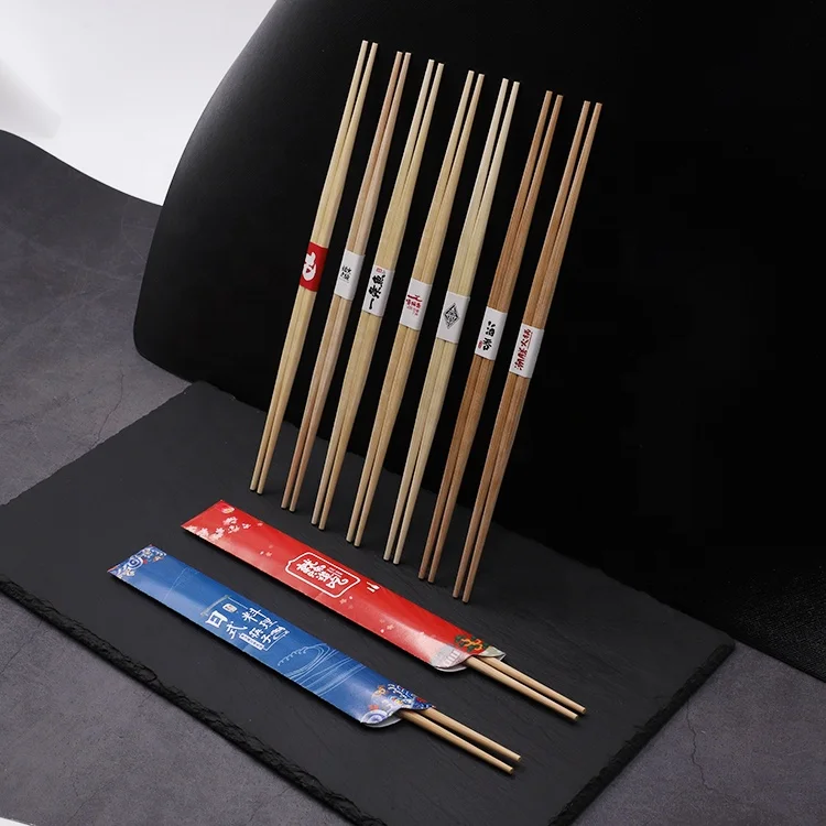 custom double ended disposable sushi restaurant chopsticks personalised paper wrapped japanese luxury chopsticks