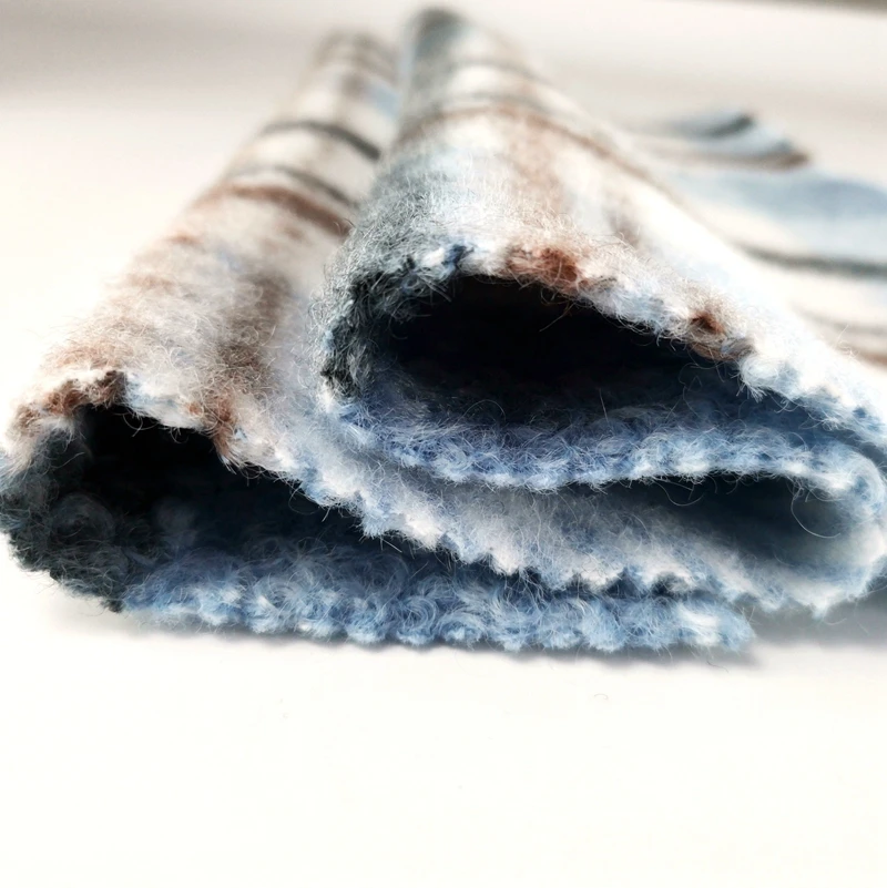 Fashion/Hot selling Screen Printing Polyester Knitted Wool Fabric for winter coats 340GSM 100%P