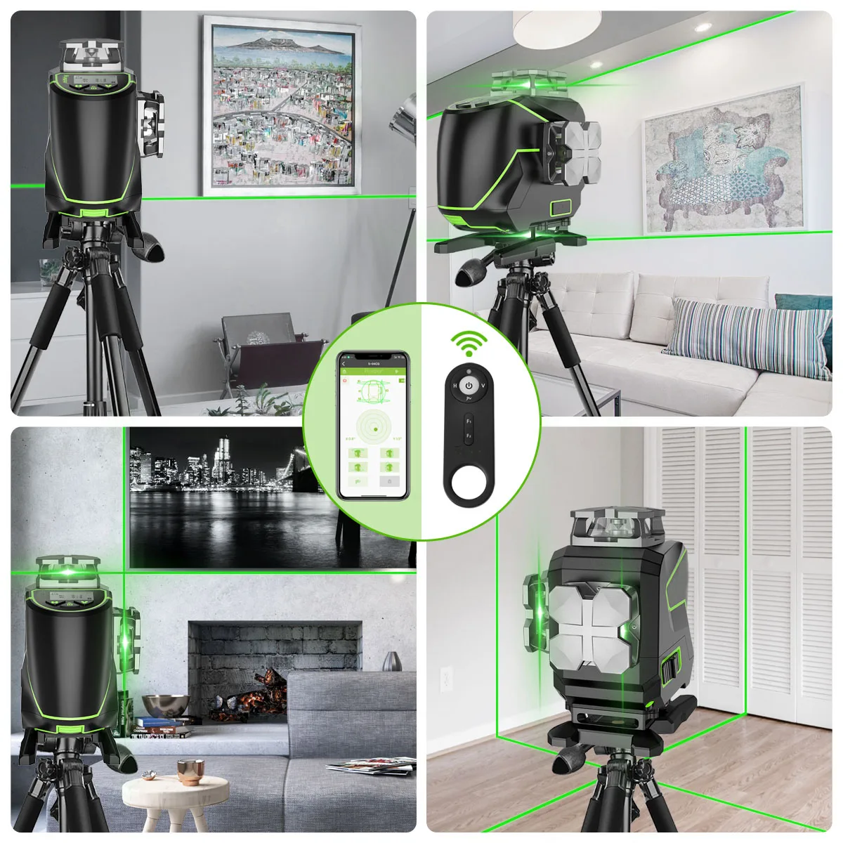 Huepar S04CG-5RG 16 Cross Line Laser Level Rotary 4D Self Leveling 360 Rotating Room Level