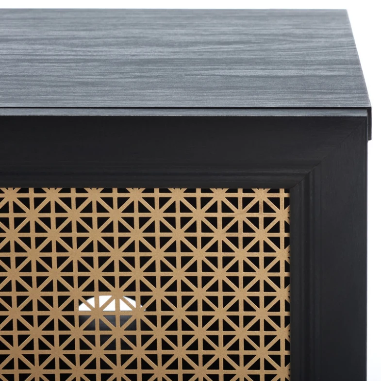 24 Years Factory Direct Wooden Luxury Rounded Legs TV Console with 4 Lattice Mesh Door