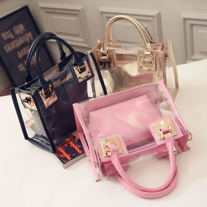 2020 New fashion PVC jelly tote clutch shoulder crossbody bag clear handbags women purses and bags