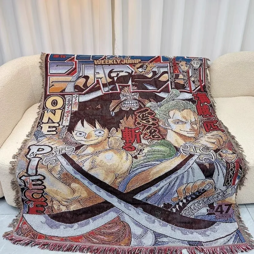 Factory custom cartoon anime tapestry jacquard cotton polyester tapestry knitted woven blanket thread throw