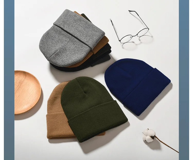 Wholesale Custom Logo Winter Hip-Hop Unisex Lettering Cap Men Women Wool Hat Embroidered Knitted Fisherman Beanie Hats