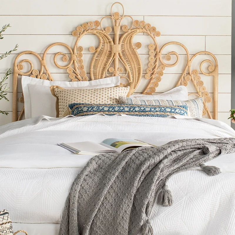 
Modern style natural rattan wooden headboard 